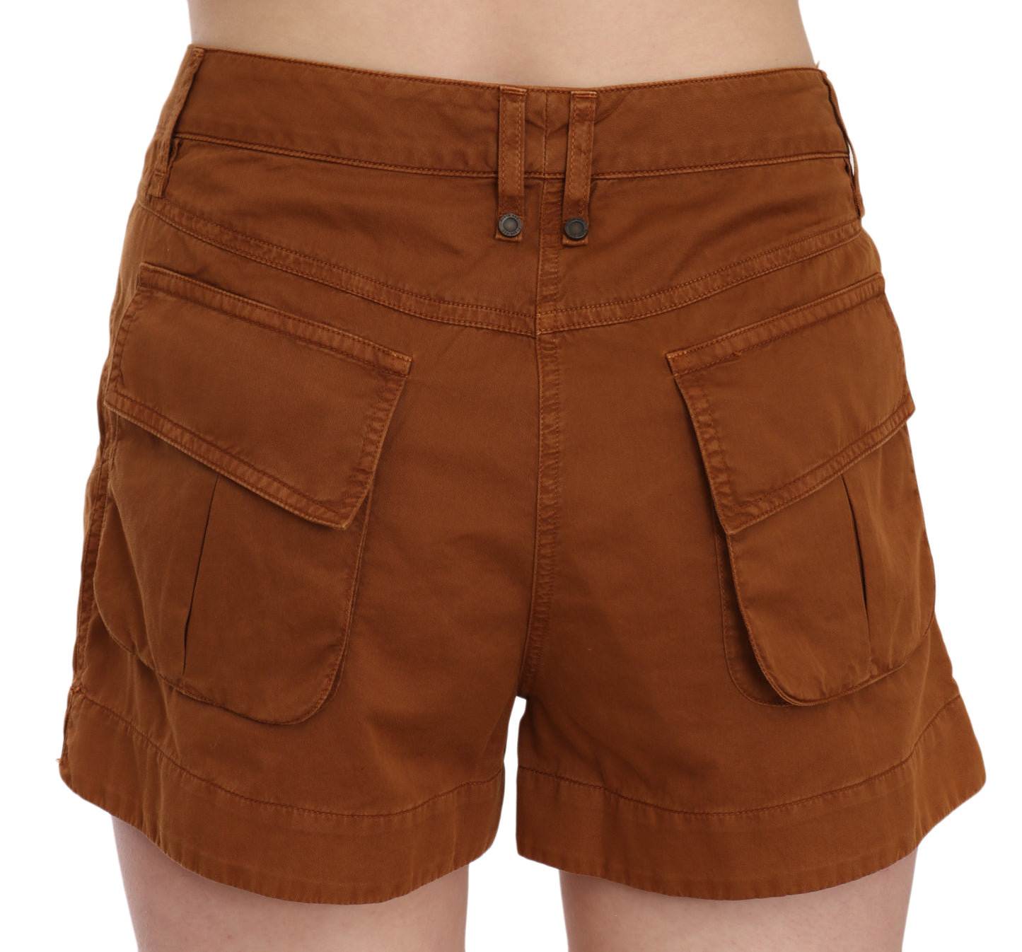 PLEIN SUD Braune Mini-Shorts aus Baumwoll-Denim mit mittlerer Taille