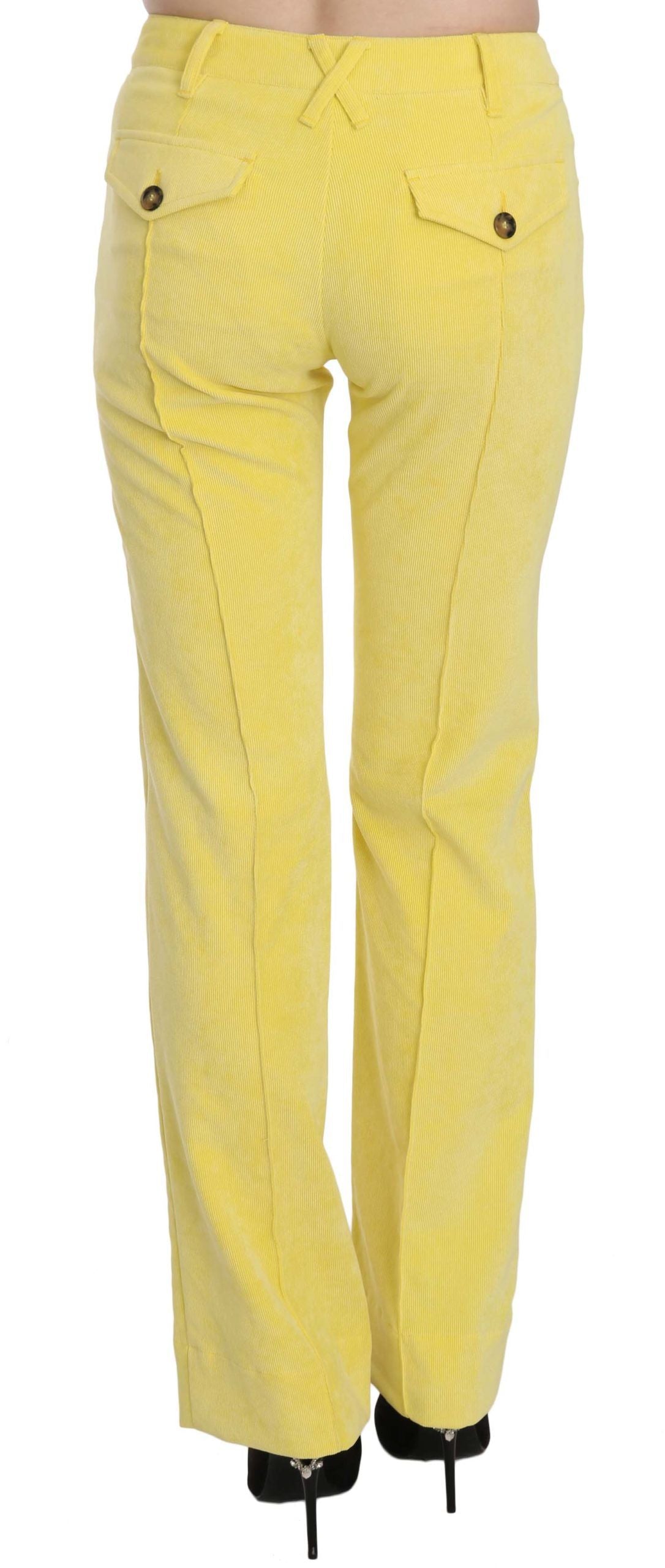 Just Cavalli Pantalon droit taille moyenne en velours côtelé jaune