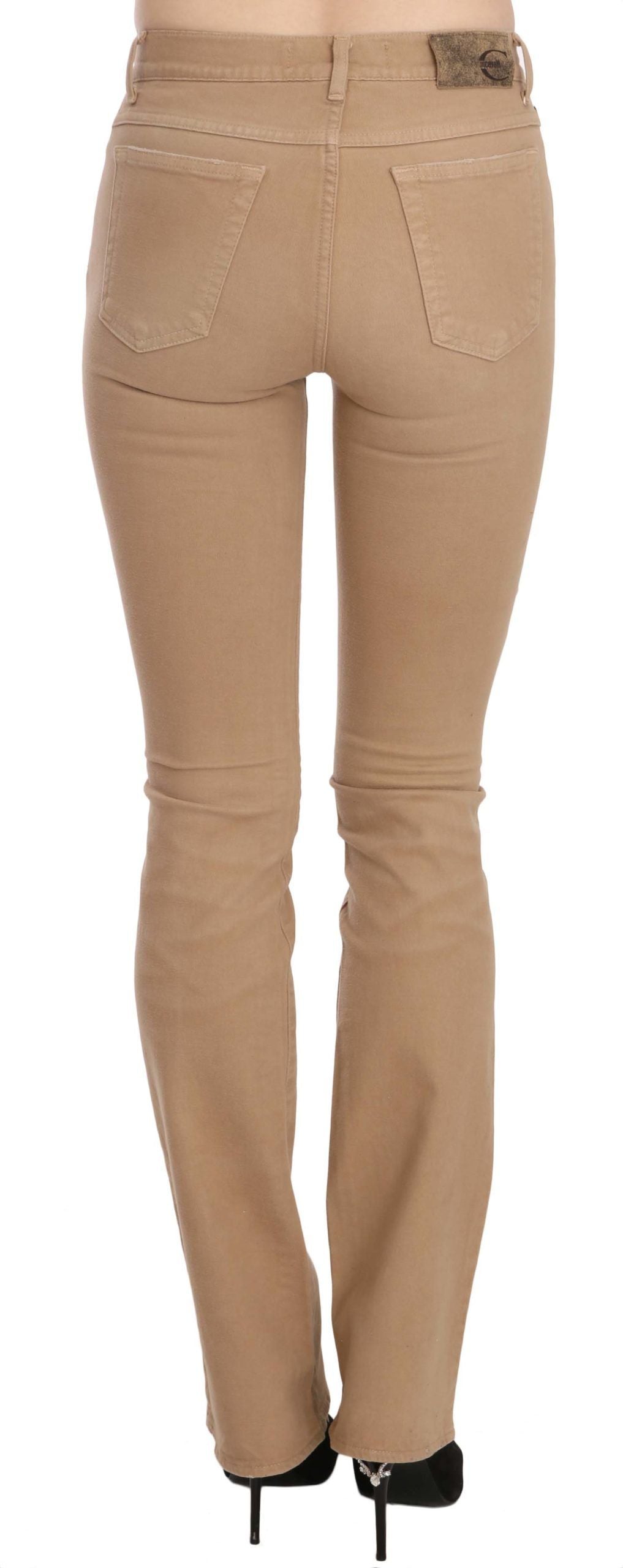 Just Cavalli Pantalon skinny taille moyenne en coton stretch marron