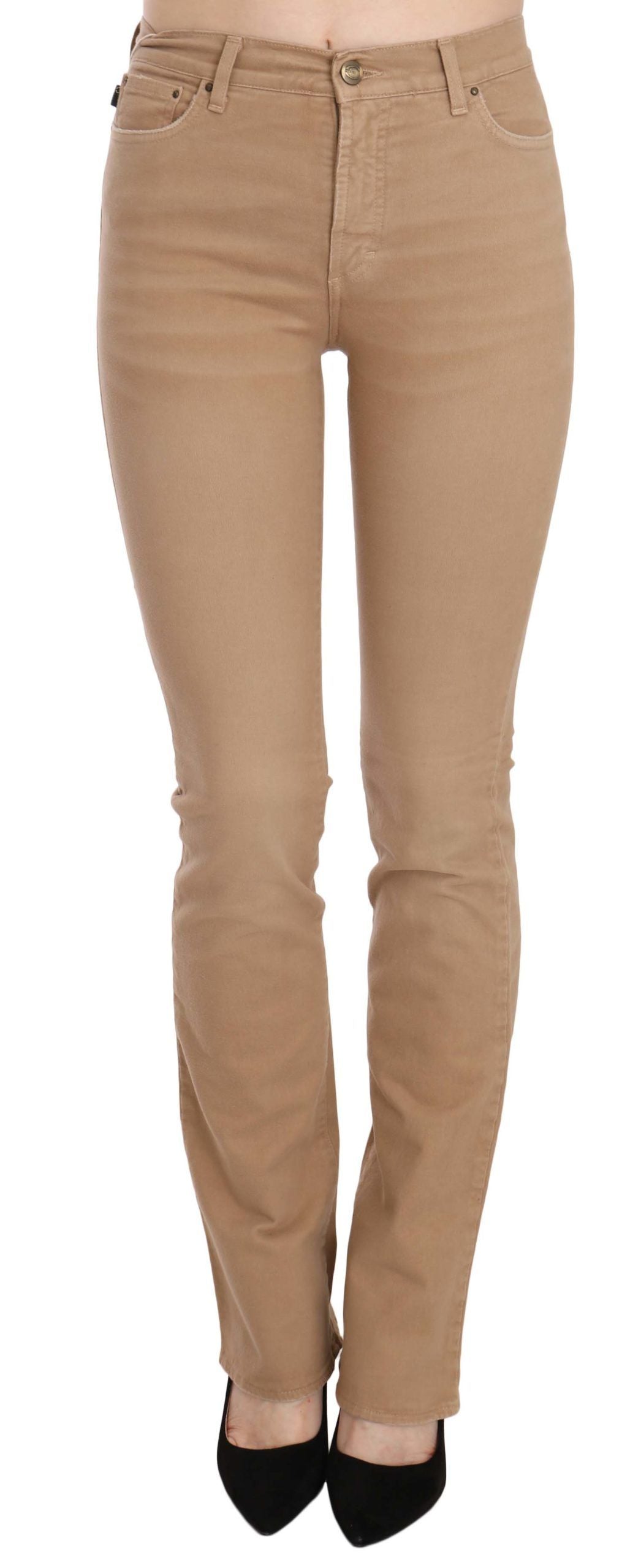 Just Cavalli Pantalon skinny taille moyenne en coton stretch marron