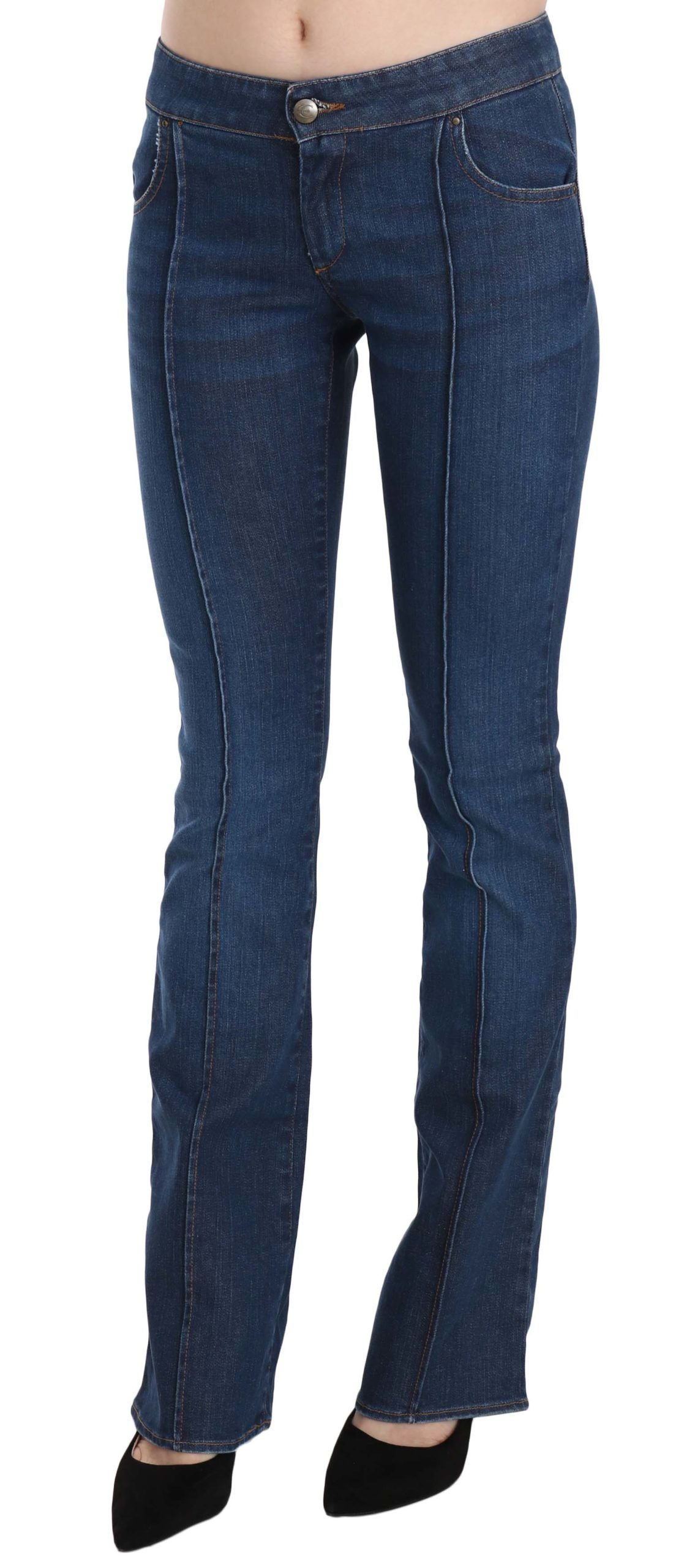 Just Cavalli Bleu Taille Basse Boot Cut Pantalon En Jean