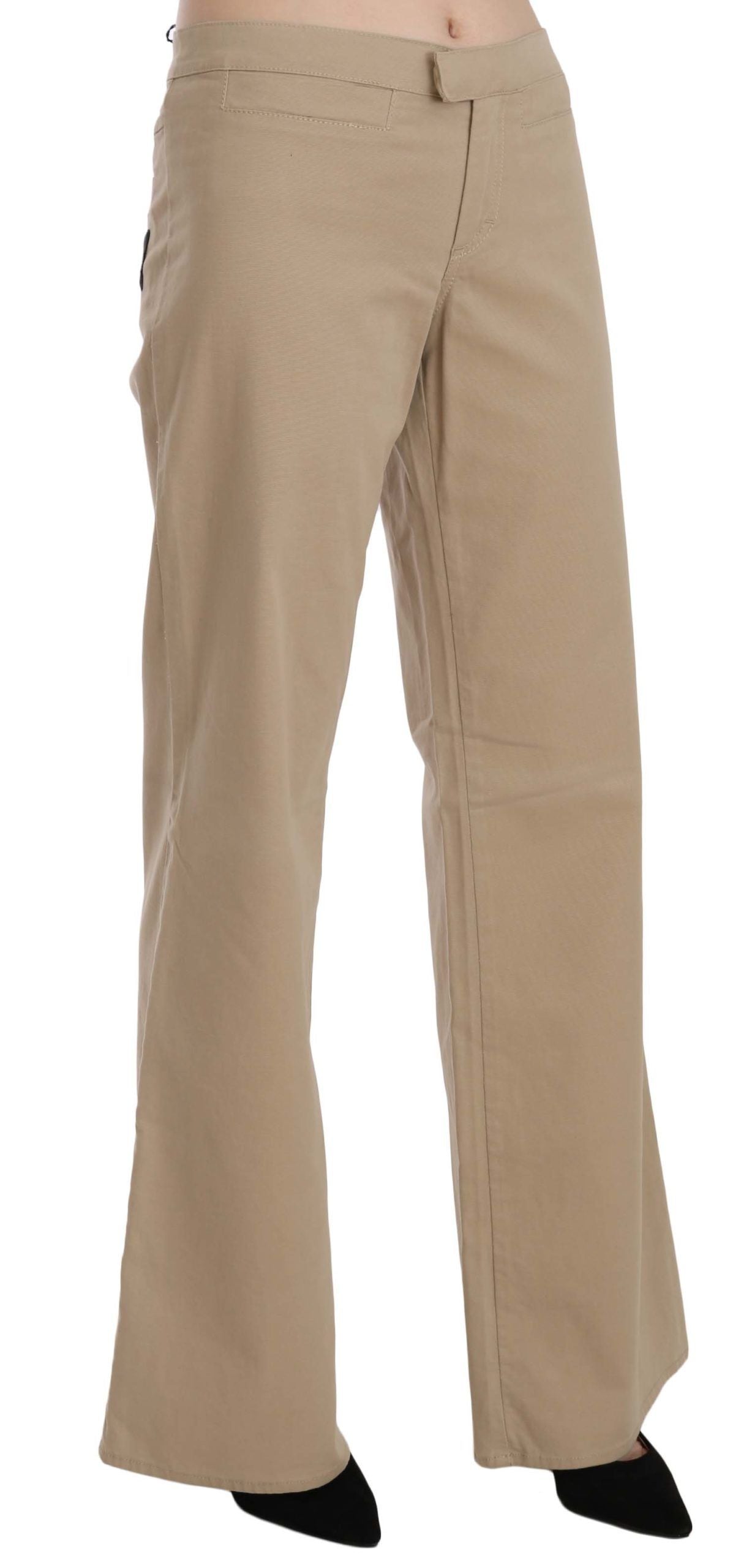 Just Cavalli Pantalon évasé taille moyenne en coton beige