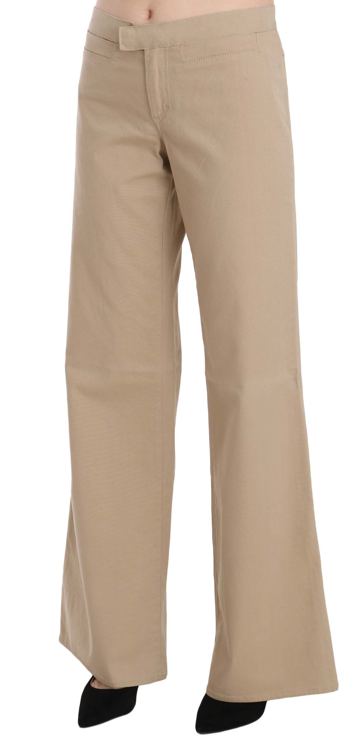 Just Cavalli Pantalon évasé taille moyenne en coton beige