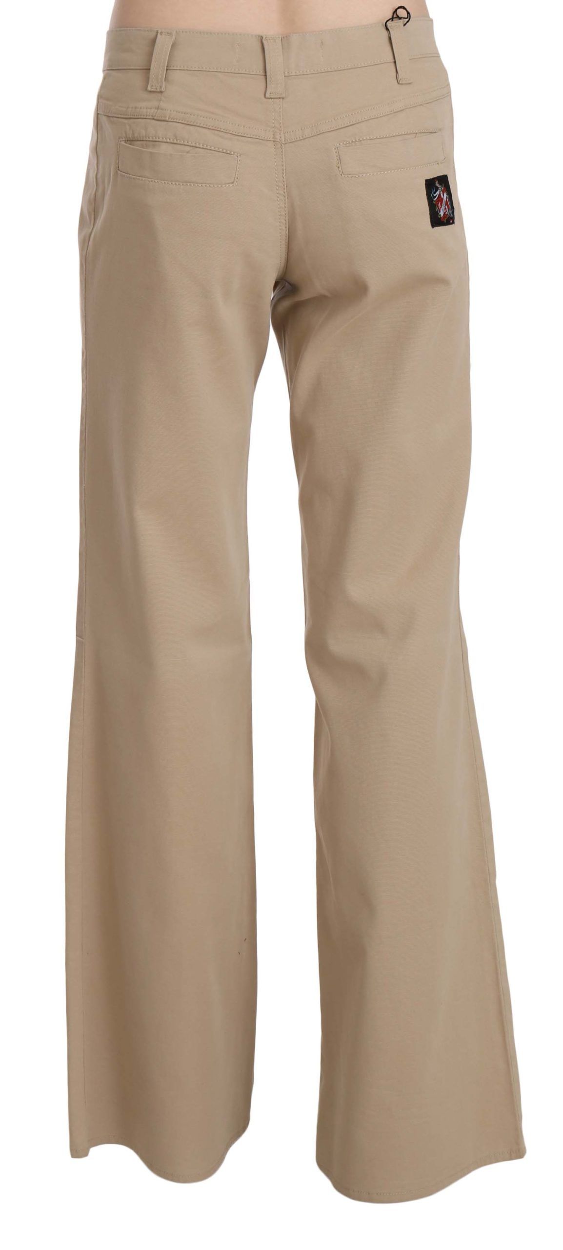 Just Cavalli Pantalon évasé taille moyenne en coton beige