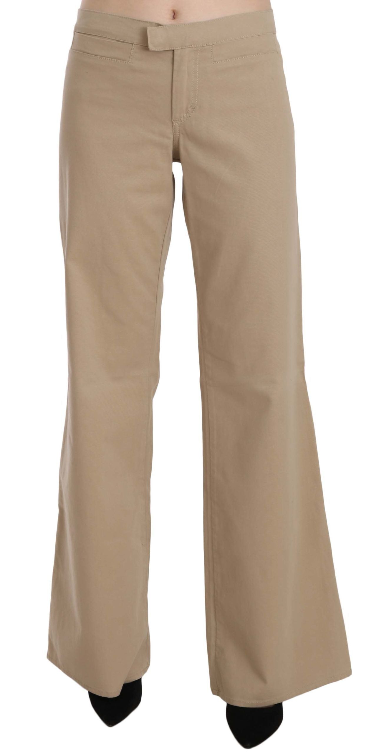 Just Cavalli Pantalon évasé taille moyenne en coton beige