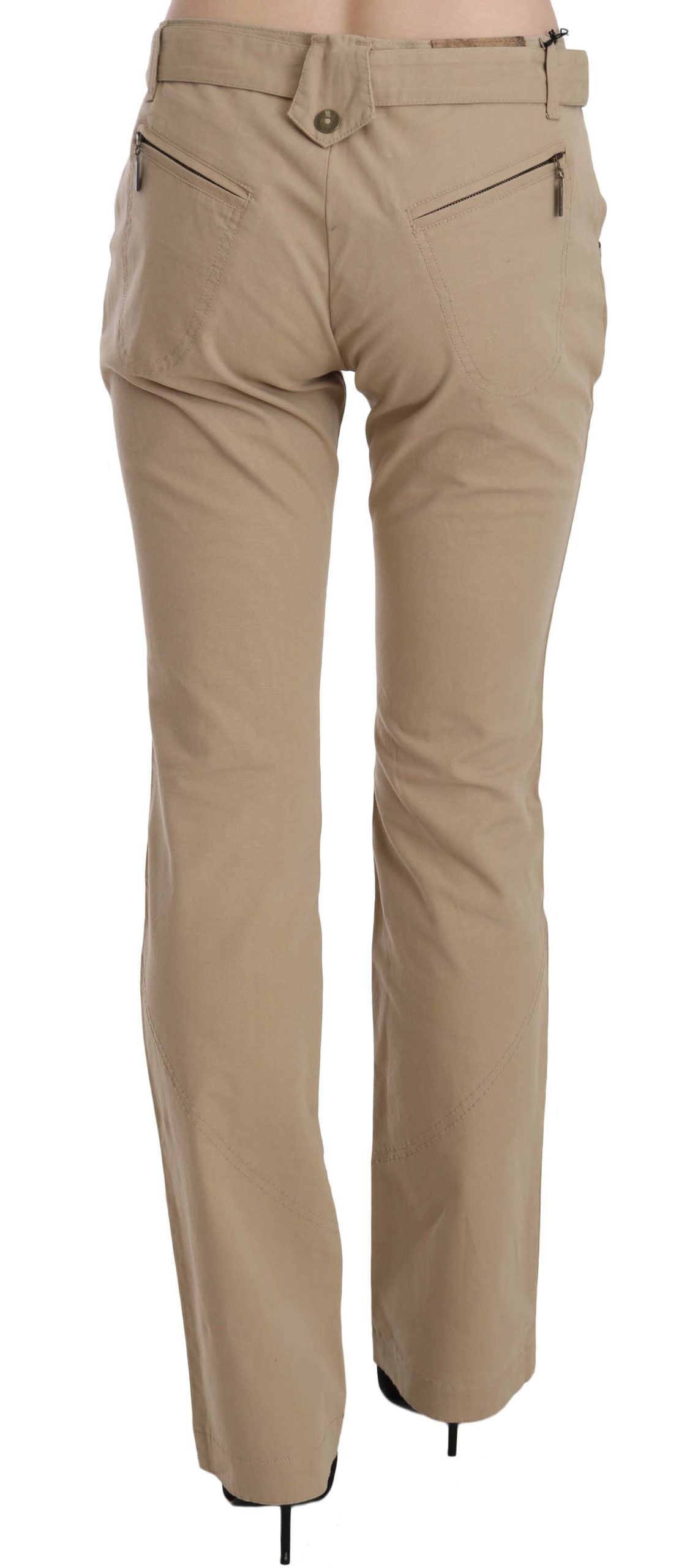 Just Cavalli Pantalon droit taille moyenne en coton beige