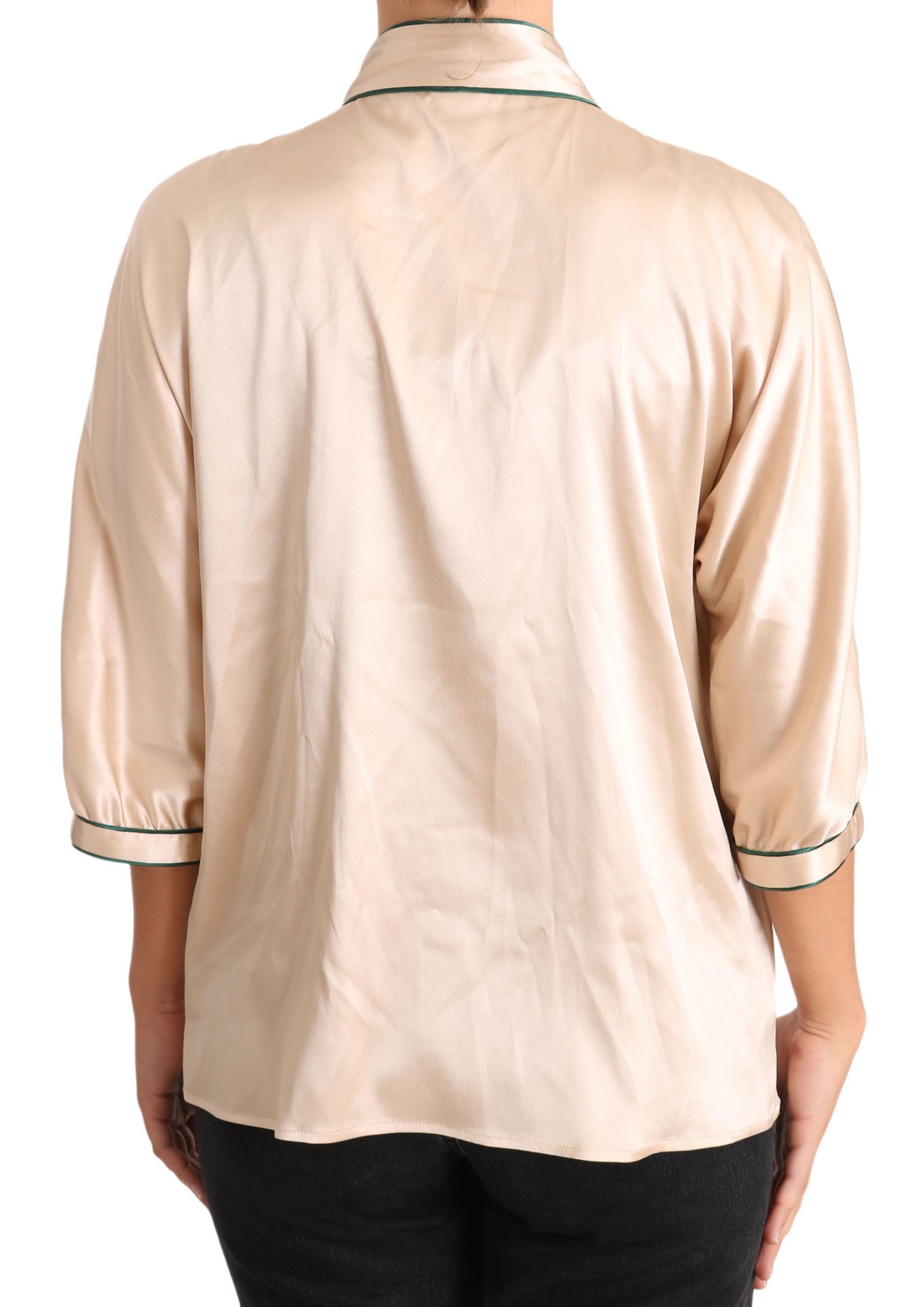 Dolce &amp; Gabbana Blouse en soie stretch à ruban beige