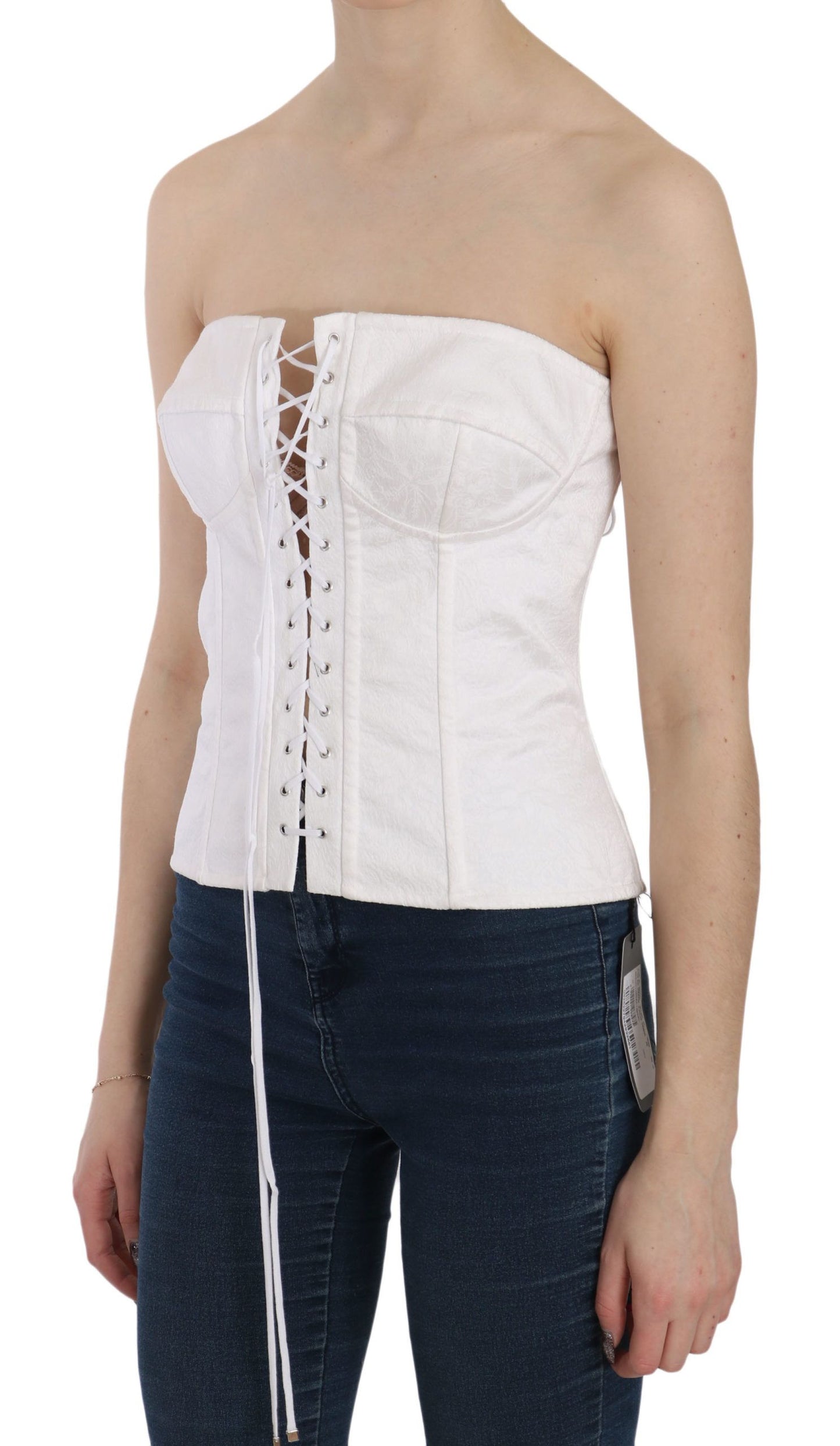 Dolce &amp; Gabbana Corset haut bustier en coton blanc PALERMO