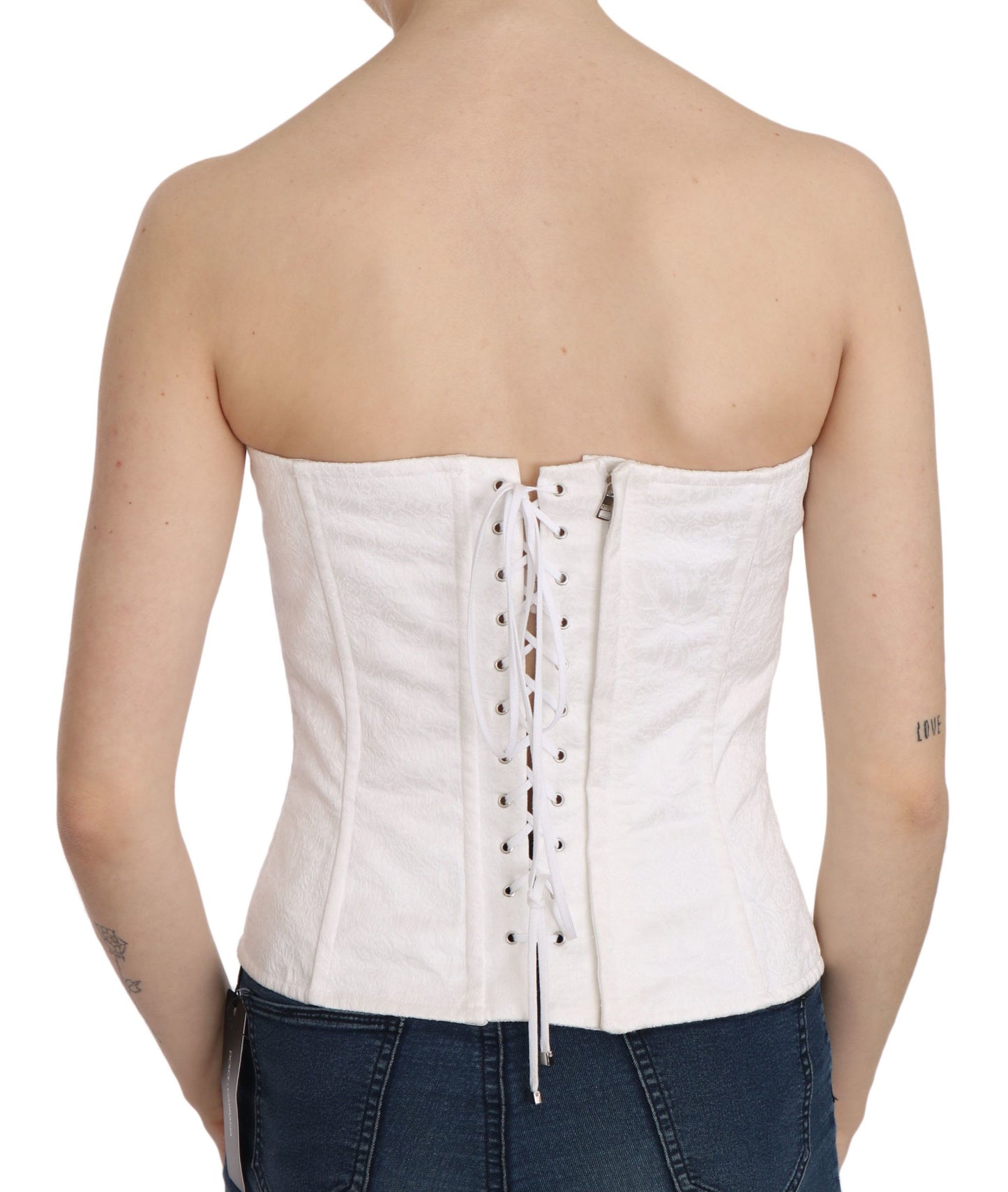 Dolce &amp; Gabbana Corset haut bustier en coton blanc PALERMO