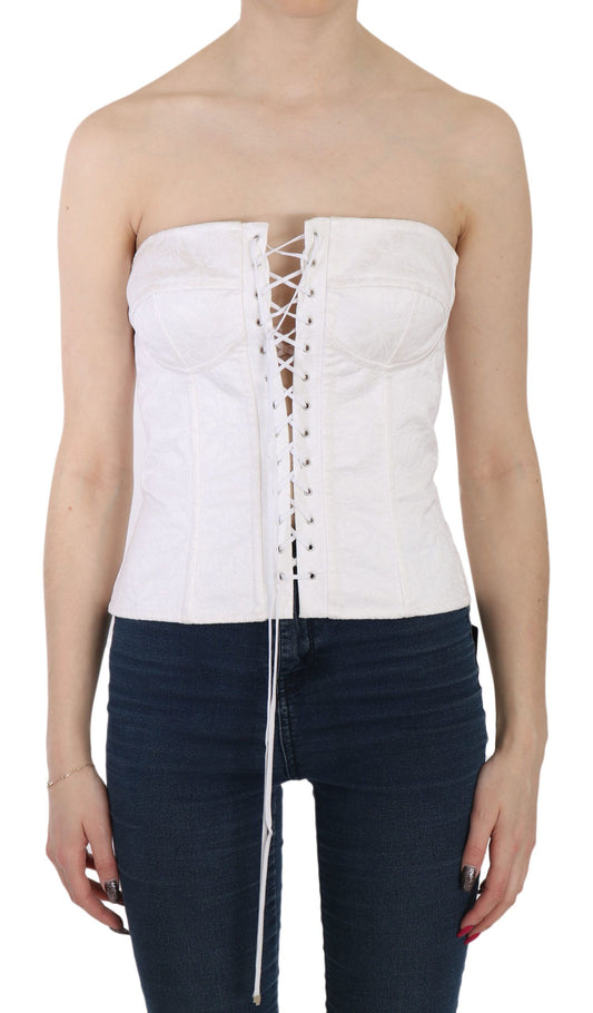 Dolce &amp; Gabbana Corset haut bustier en coton blanc PALERMO