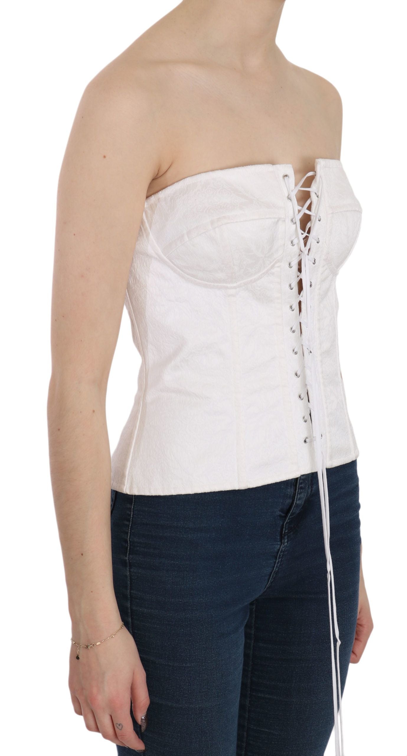 Dolce &amp; Gabbana Corset haut bustier en coton blanc PALERMO