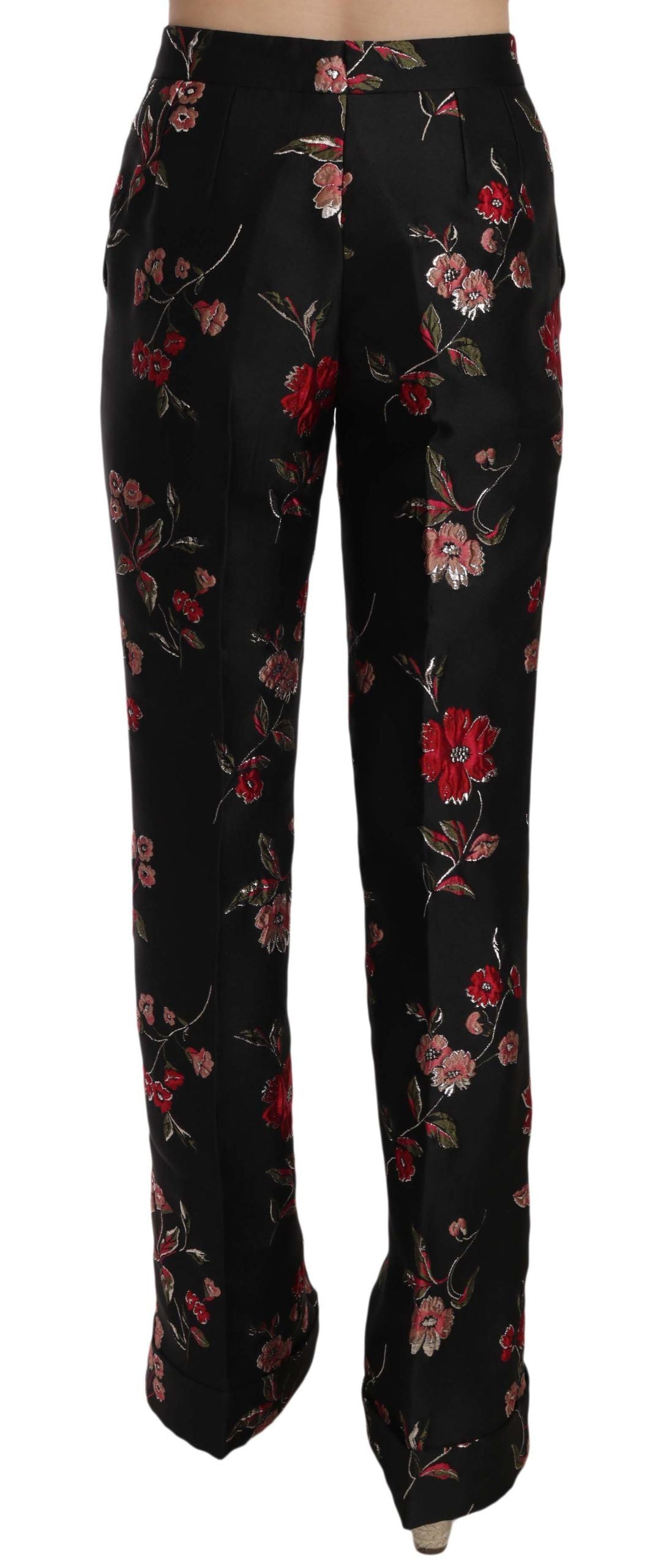 Dolce &amp; Gabbana Pantalon coupe bootcut noir à imprimé floral