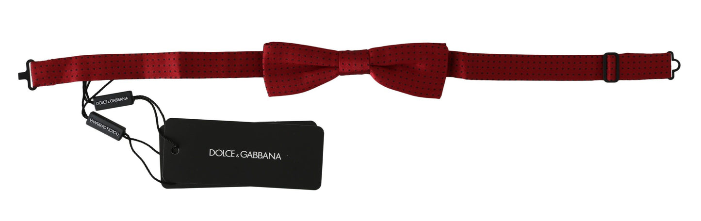 Dolce &amp; Gabbana Rot gepunktete Papillon-Fliege aus Seide mit verstellbarem Hals