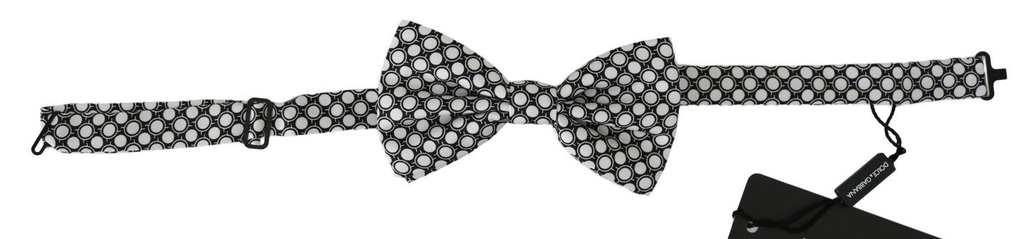 Dolce &amp; Gabbana Hommes Noir Cercles Blancs Cou Réglable Papillon Noeud Papillon