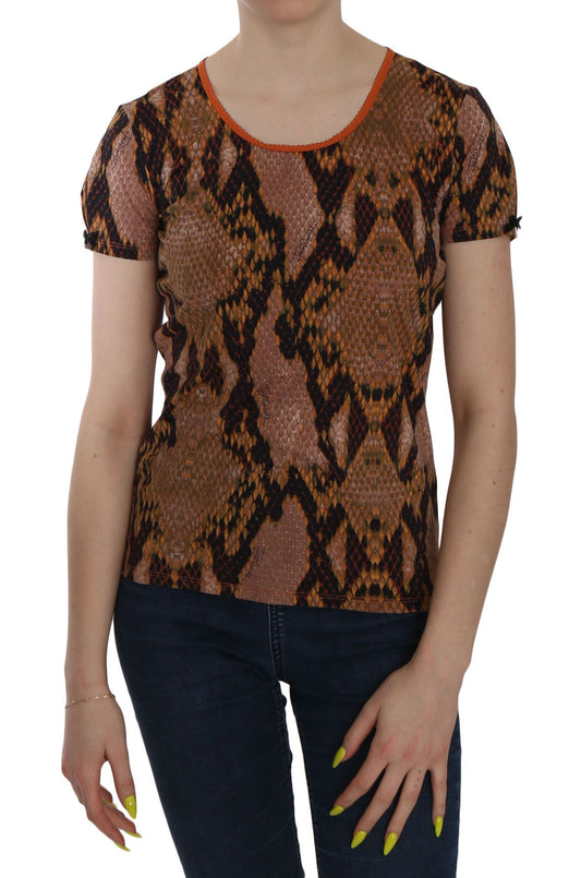 Just Cavalli Kurzarm-T-Shirt mit Schlangenhaut-Print