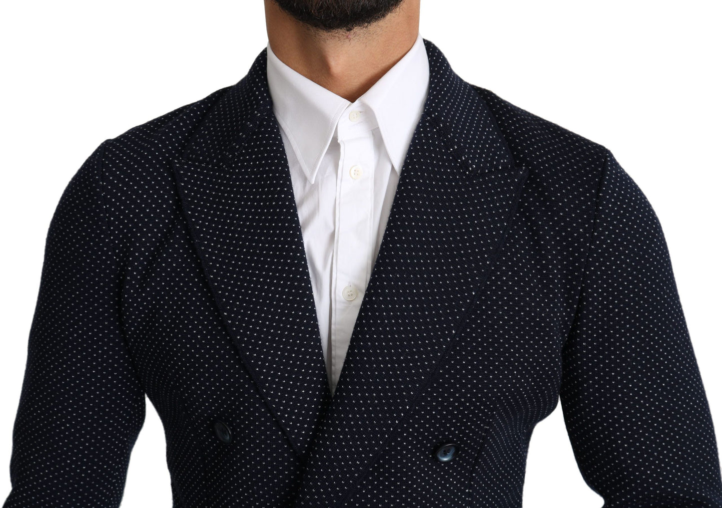 Dolce &amp; Gabbana Blazer à double boutonnage à pois bleu foncé