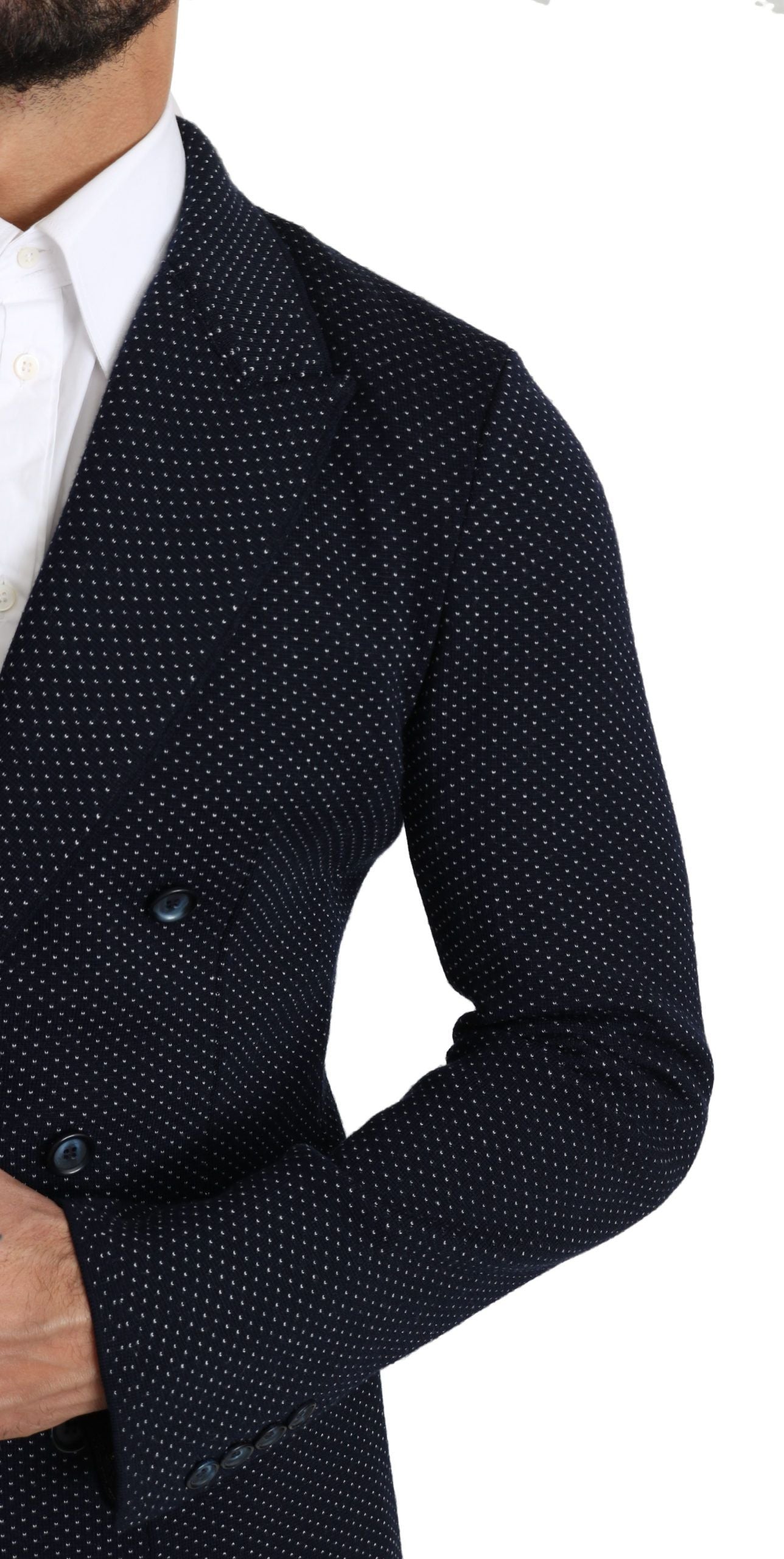 Dolce &amp; Gabbana Blazer à double boutonnage à pois bleu foncé