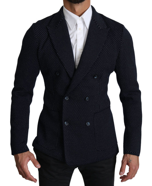 Dolce &amp; Gabbana Blazer à double boutonnage à pois bleu foncé