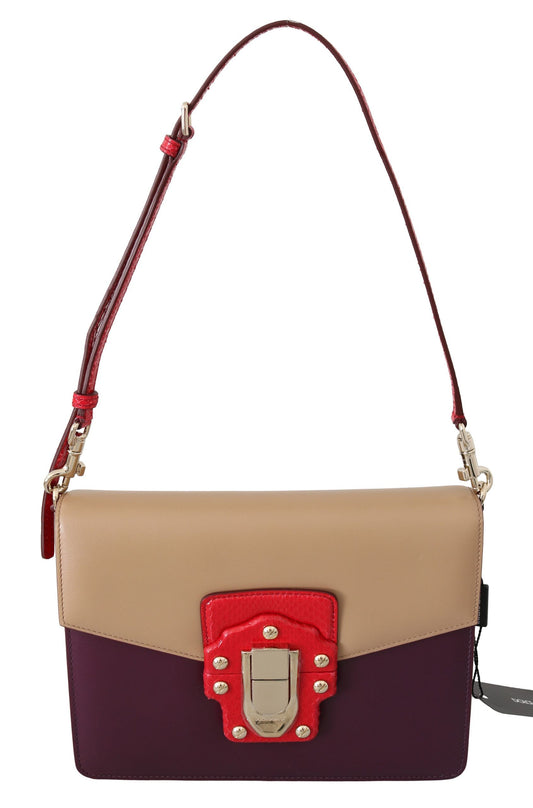 Dolce &amp; Gabbana Sac à bandoulière en cuir rouge beige violet