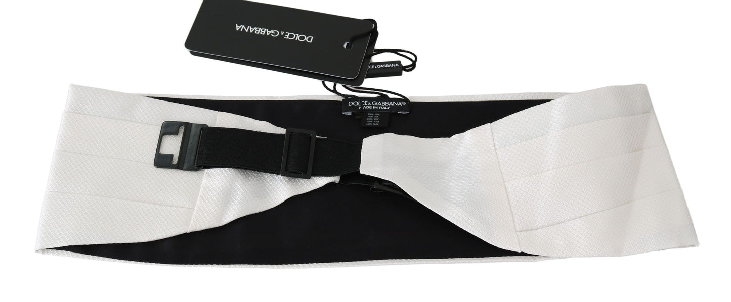 Dolce &amp; Gabbana Ceinture homme blanche 100% soie Cummerbund