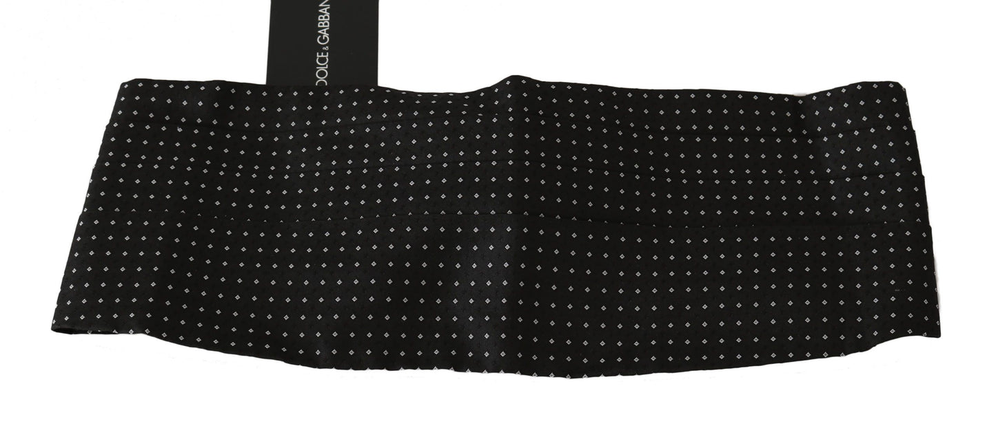 Dolce &amp; Gabbana Ceinture à pois noire en soie Cummerbund