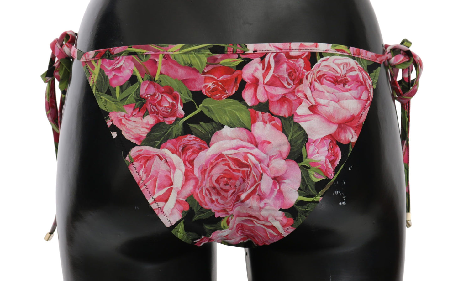 Dolce &amp; Gabbana Noir Rose Rose Imprimé Bas Bikini Beachwear