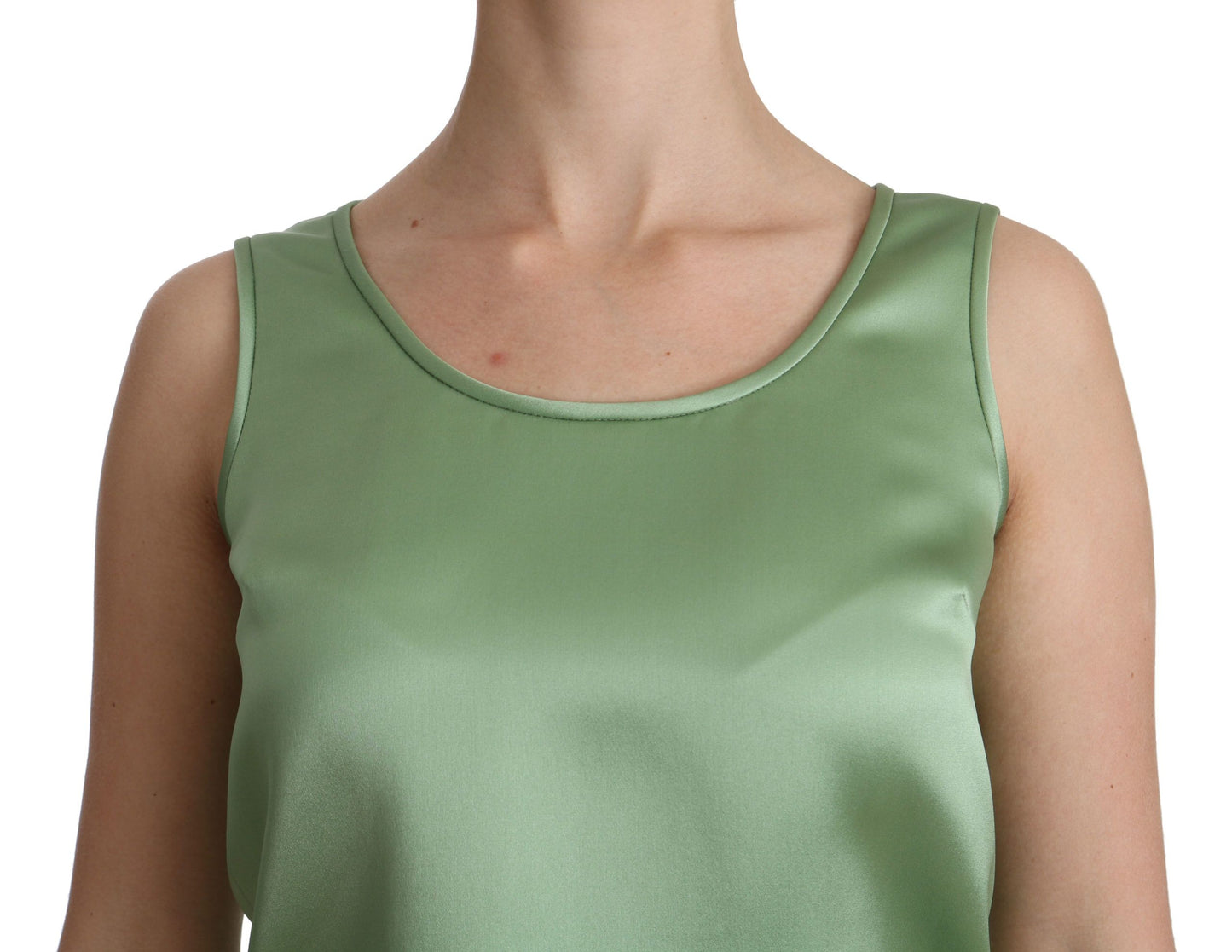 Dolce &amp; Gabbana Grüne ärmellose Tankbluse aus 100 % Seide