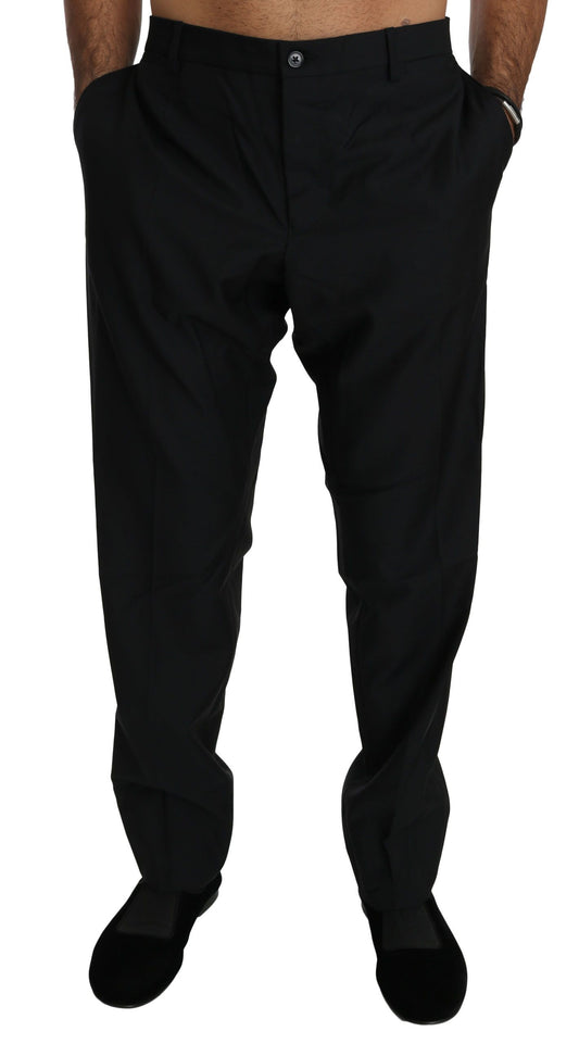 Dolce &amp; Gabbana Robe noire Pantalon formel Pantalon en laine pour hommes