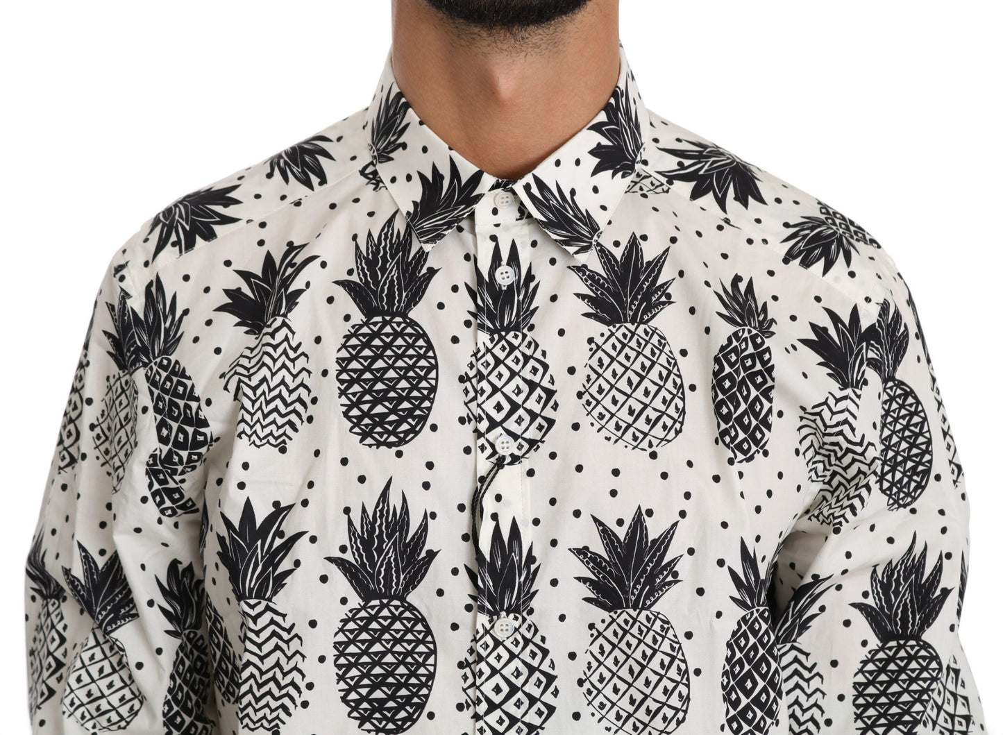 Dolce &amp; Gabbana Weißes Ananas-Baumwolloberhemd