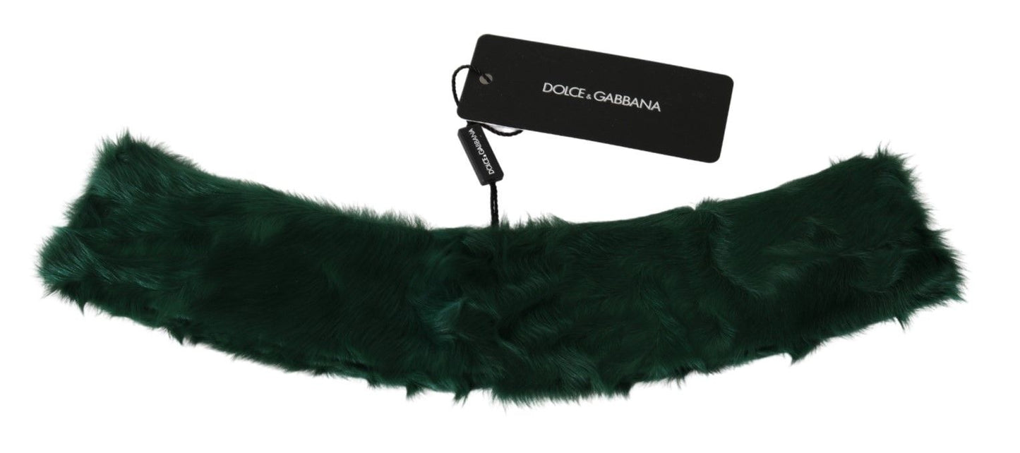 Dolce &amp; Gabbana Écharpe en cuir d'agneau à col en fourrure verte