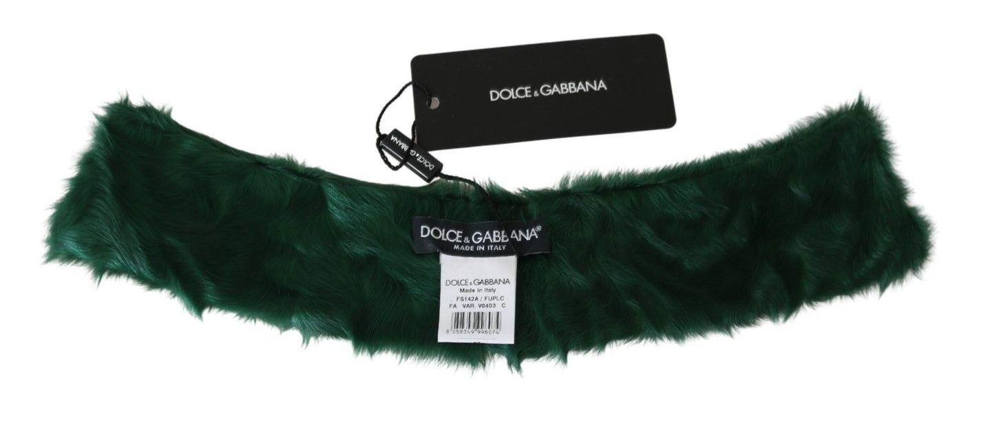 Dolce &amp; Gabbana Écharpe en cuir d'agneau à col en fourrure verte