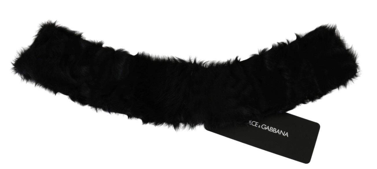 Dolce & Gabbana Elegant Black Lambskin Scarf