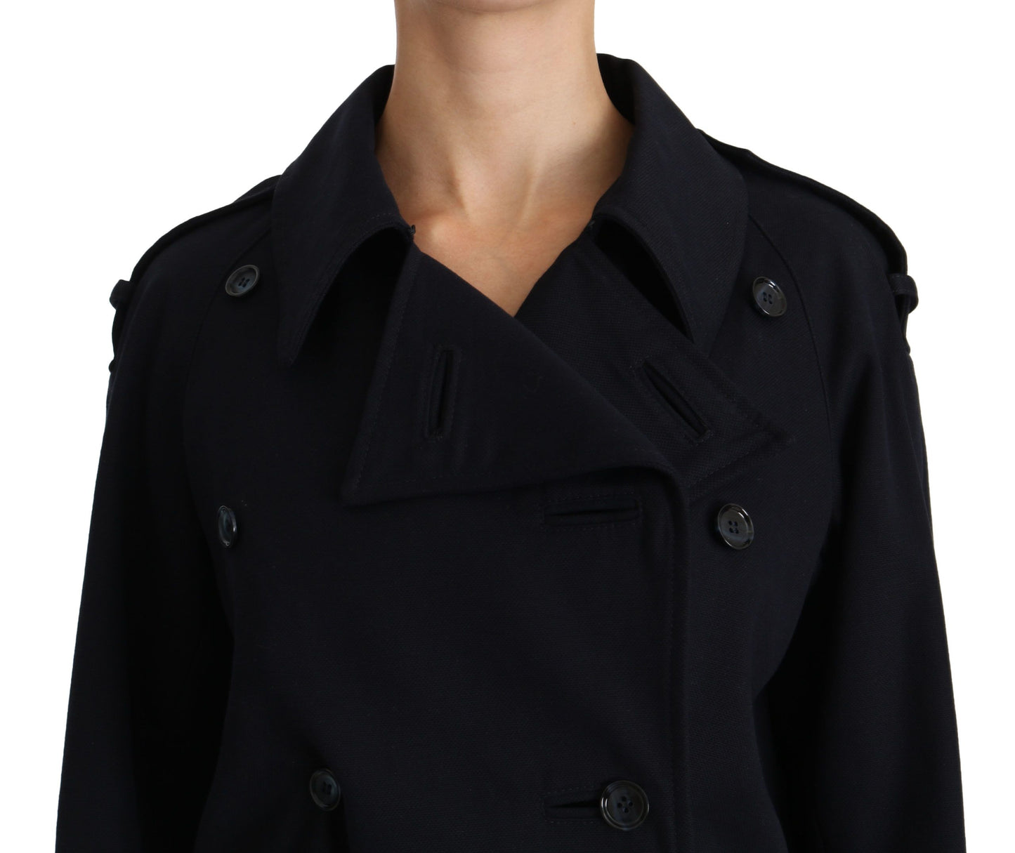 Dolce &amp; Gabbana Mantel Blaue Baumwoll-Damen-Trenchjacke