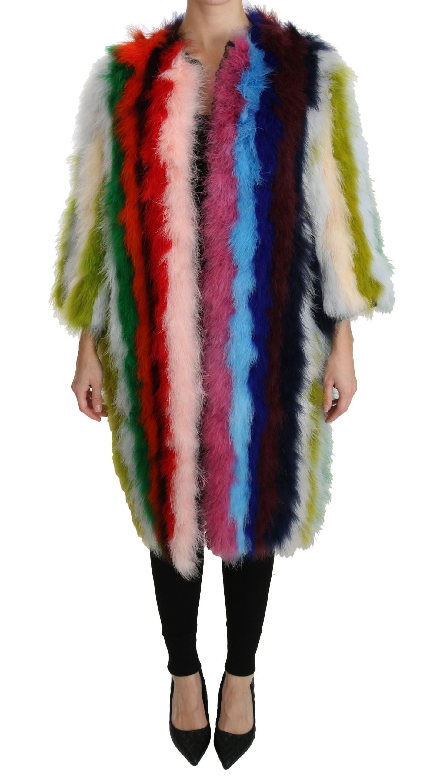 Dolce &amp; Gabbana Manteau de fourrure cape en plumes de dinde multicolore