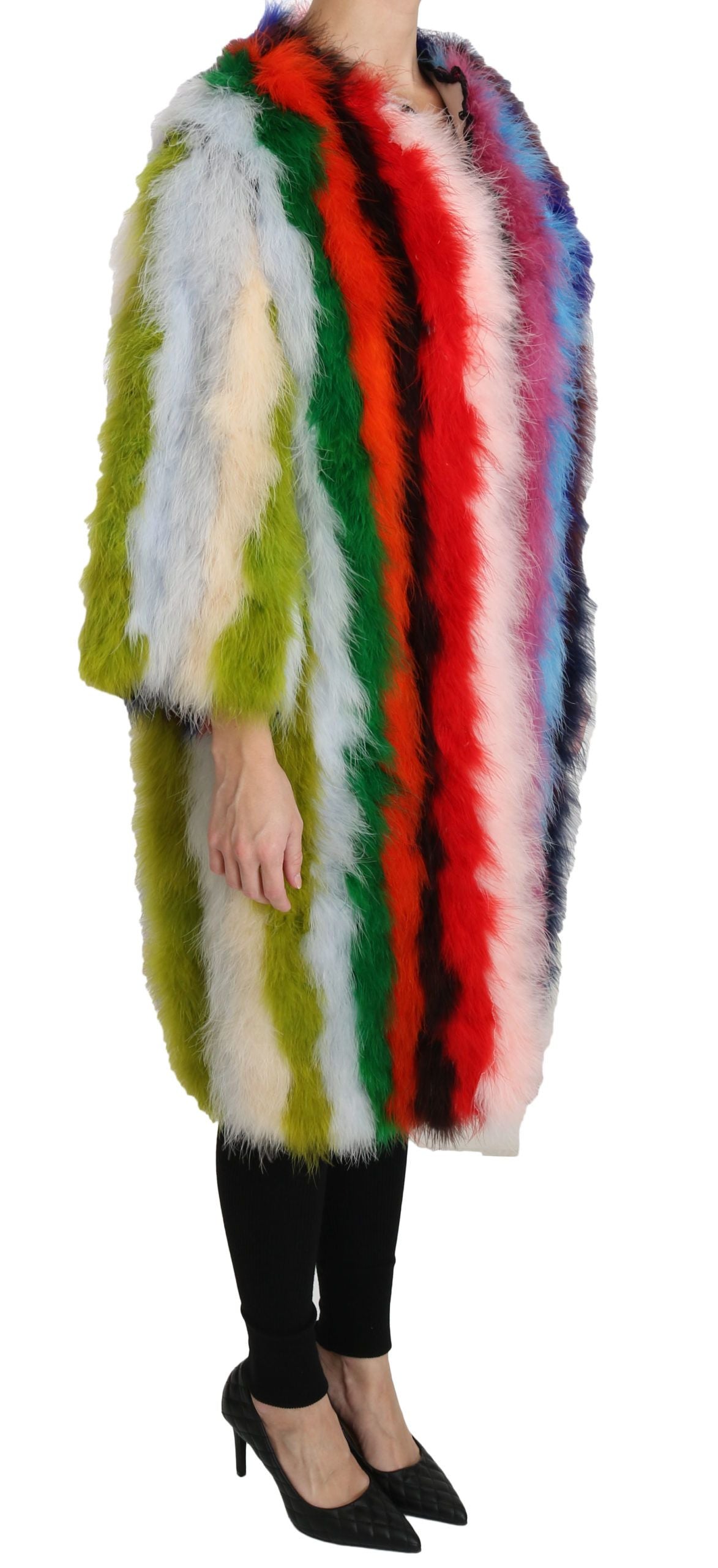 Dolce &amp; Gabbana Manteau de fourrure cape en plumes de dinde multicolore