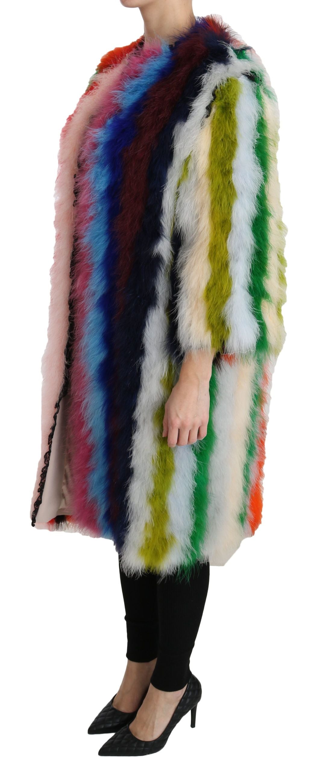 Dolce &amp; Gabbana Manteau de fourrure cape en plumes de dinde multicolore