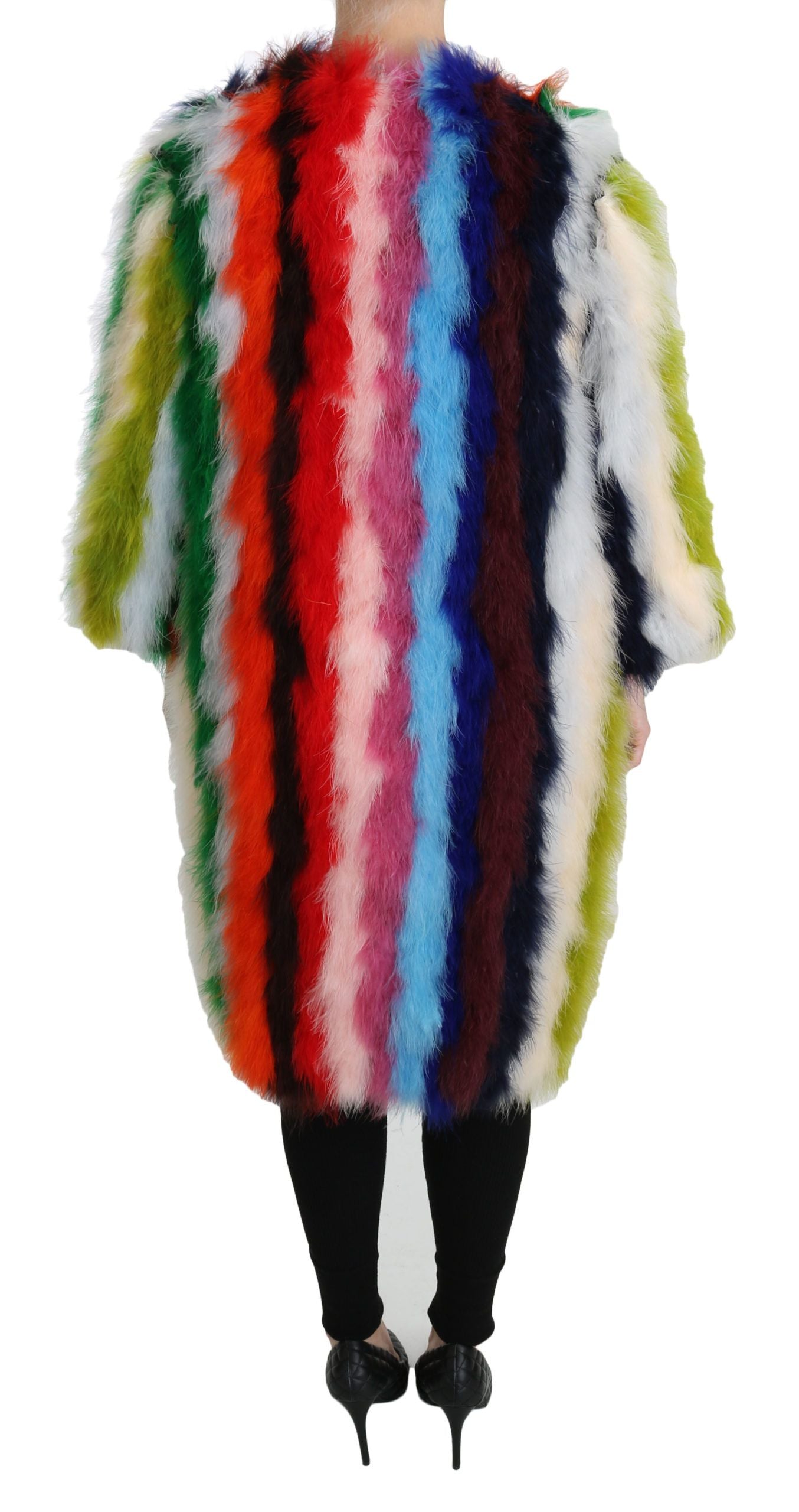 Dolce &amp; Gabbana Manteau de fourrure cape en plumes de dinde multicolore