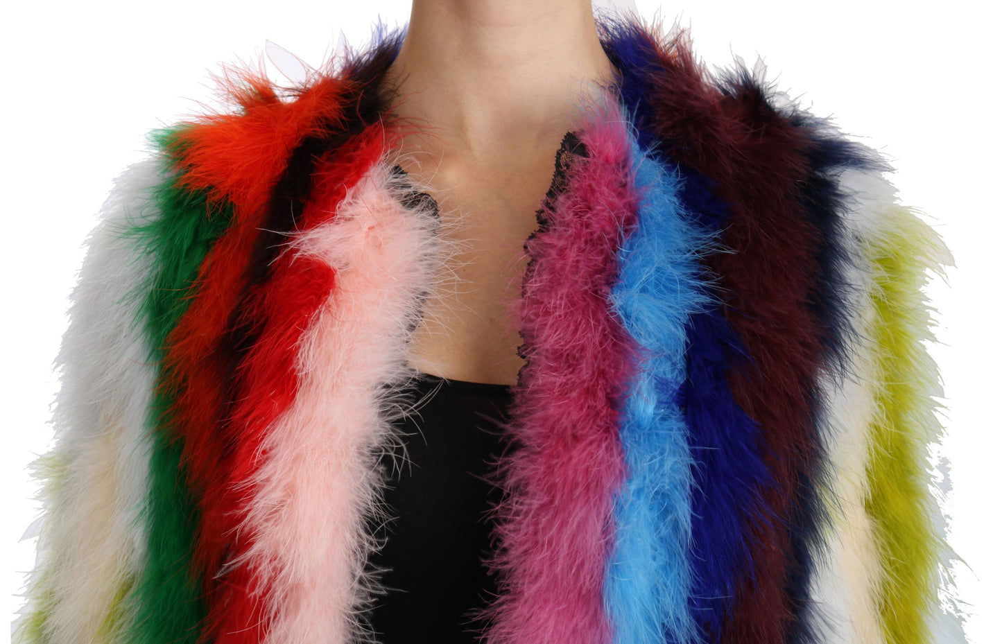 Dolce &amp; Gabbana Manteau de fourrure cape en plumes de dinde multicolore