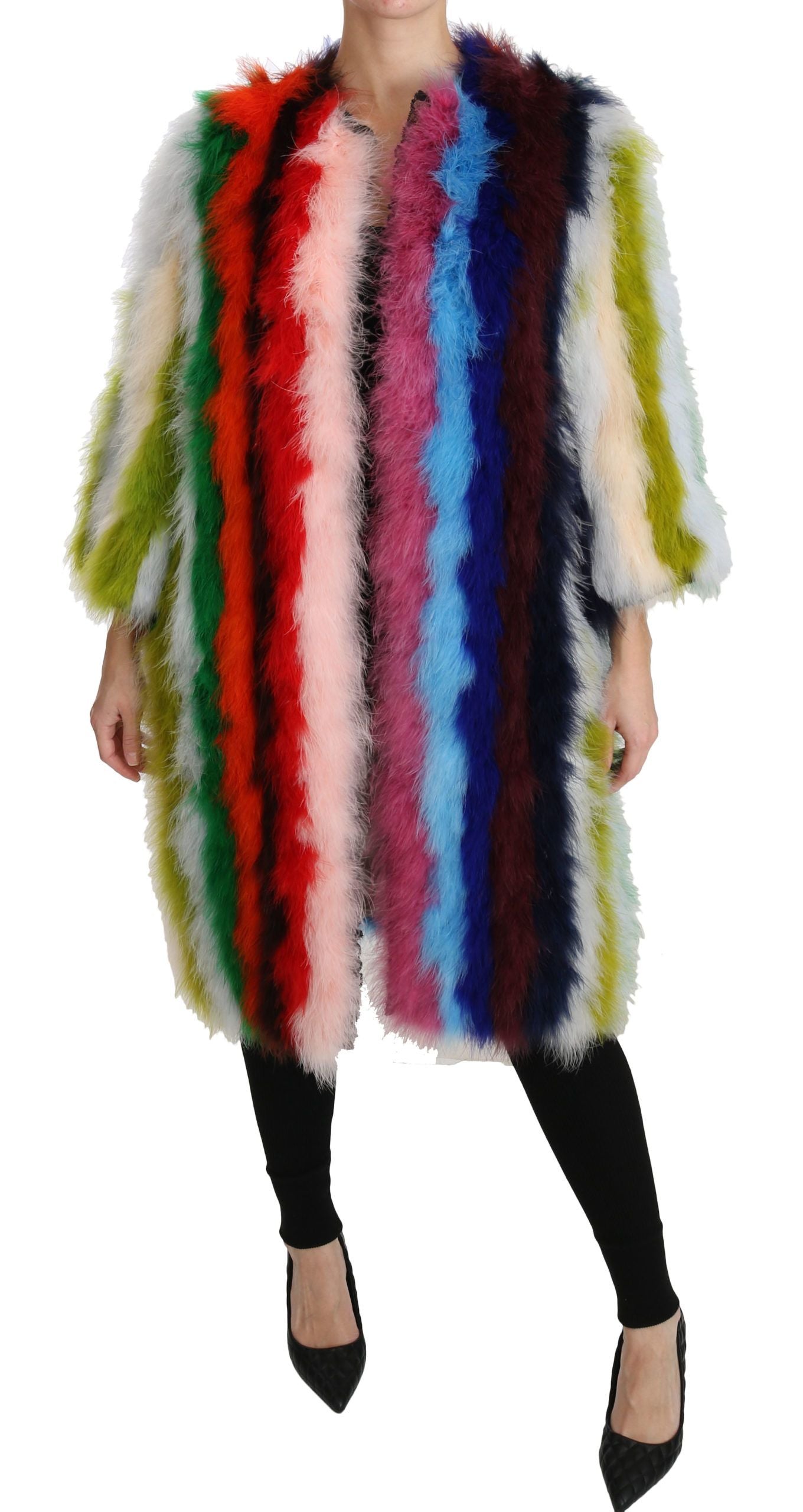 Dolce &amp; Gabbana Manteau de fourrure cape en plumes de dinde multicolore