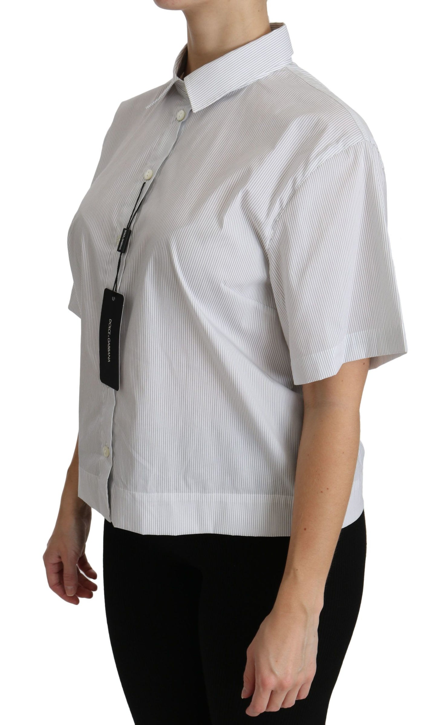 Dolce & Gabbana Elegant White Cotton Polo Top