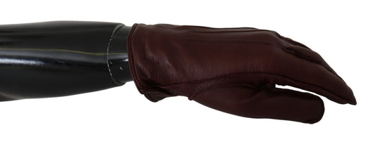 Dolce &amp; Gabbana Gants en cuir mitaines marron longueur poignet