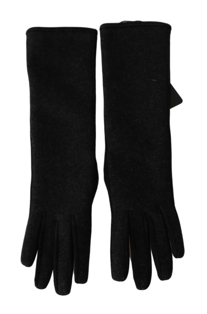 Dolce &amp; Gabbana Gants en laine mitaines mi-bras gris noir