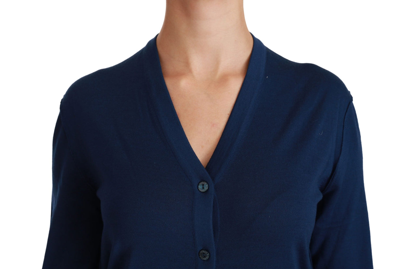 Dolce &amp; Gabbana Blue Button Cardigan Schurwollpullover