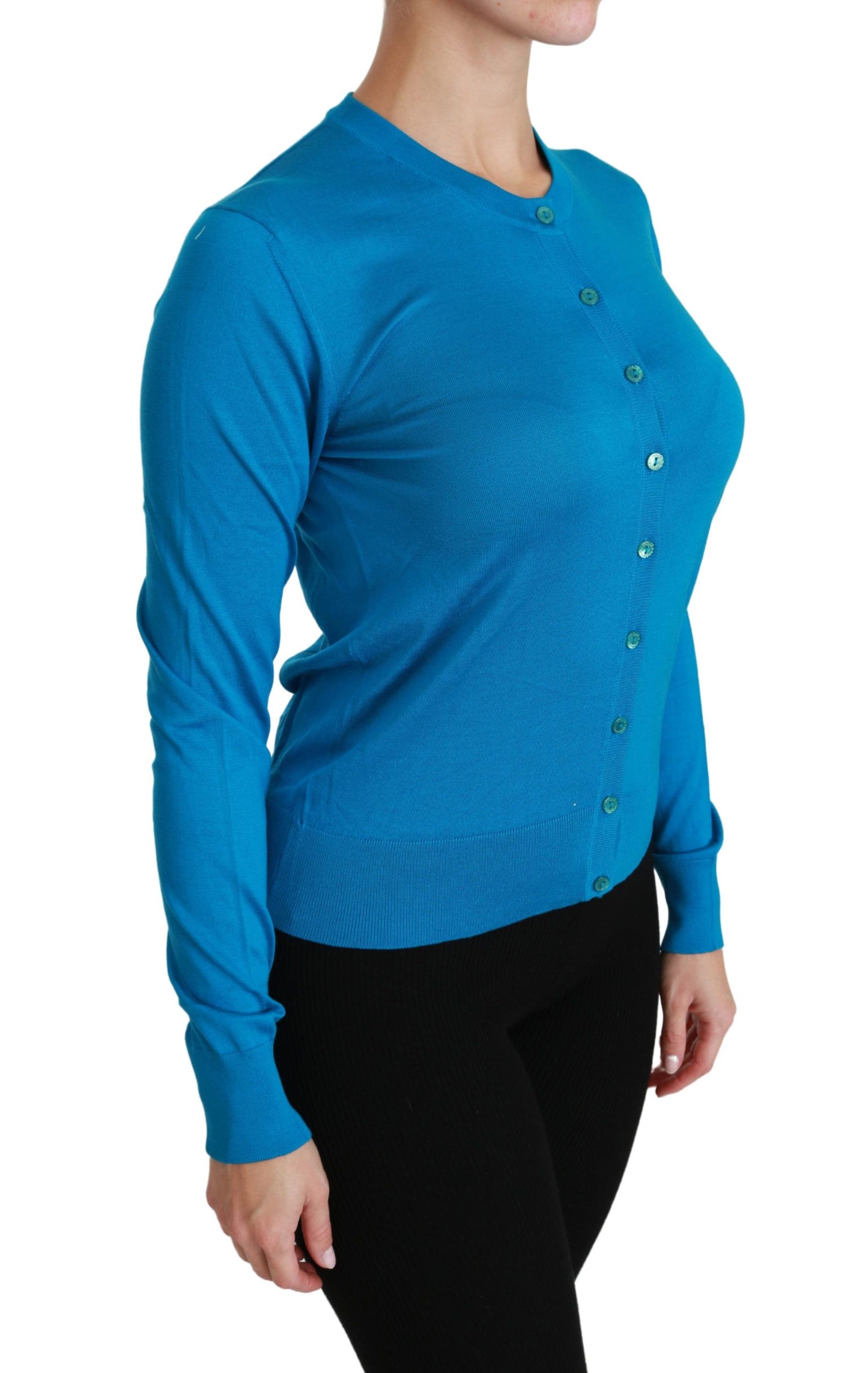 Blauer Pullover mit Rundhalsausschnitt von Dolce &amp; Gabbana aus 100 % Seide