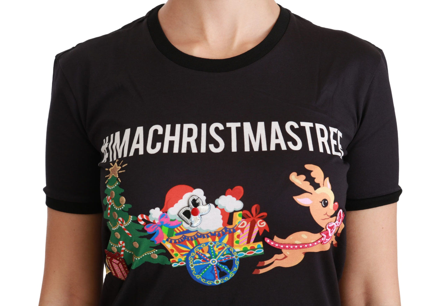 Dolce &amp; Gabbana T-shirt noir à col rond #ImAChristmasTree