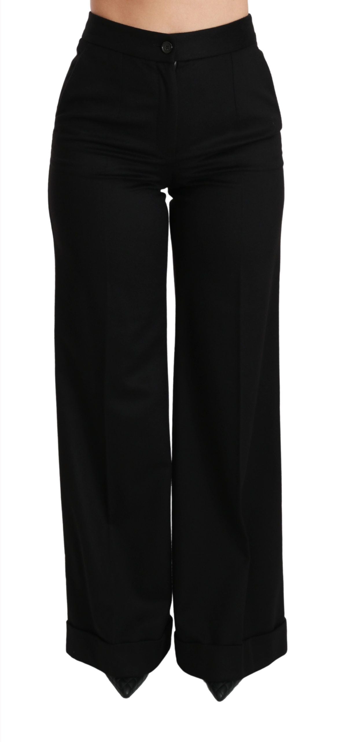 Dolce &amp; Gabbana Pantalon évasé noir en cachemire à jambe large