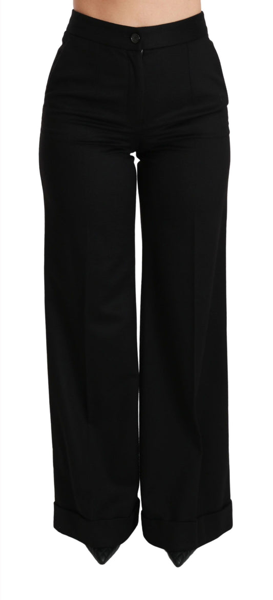 Schwarze Kaschmirhose mit weitem Bein und ausgestellter Hose von Dolce &amp; Gabbana