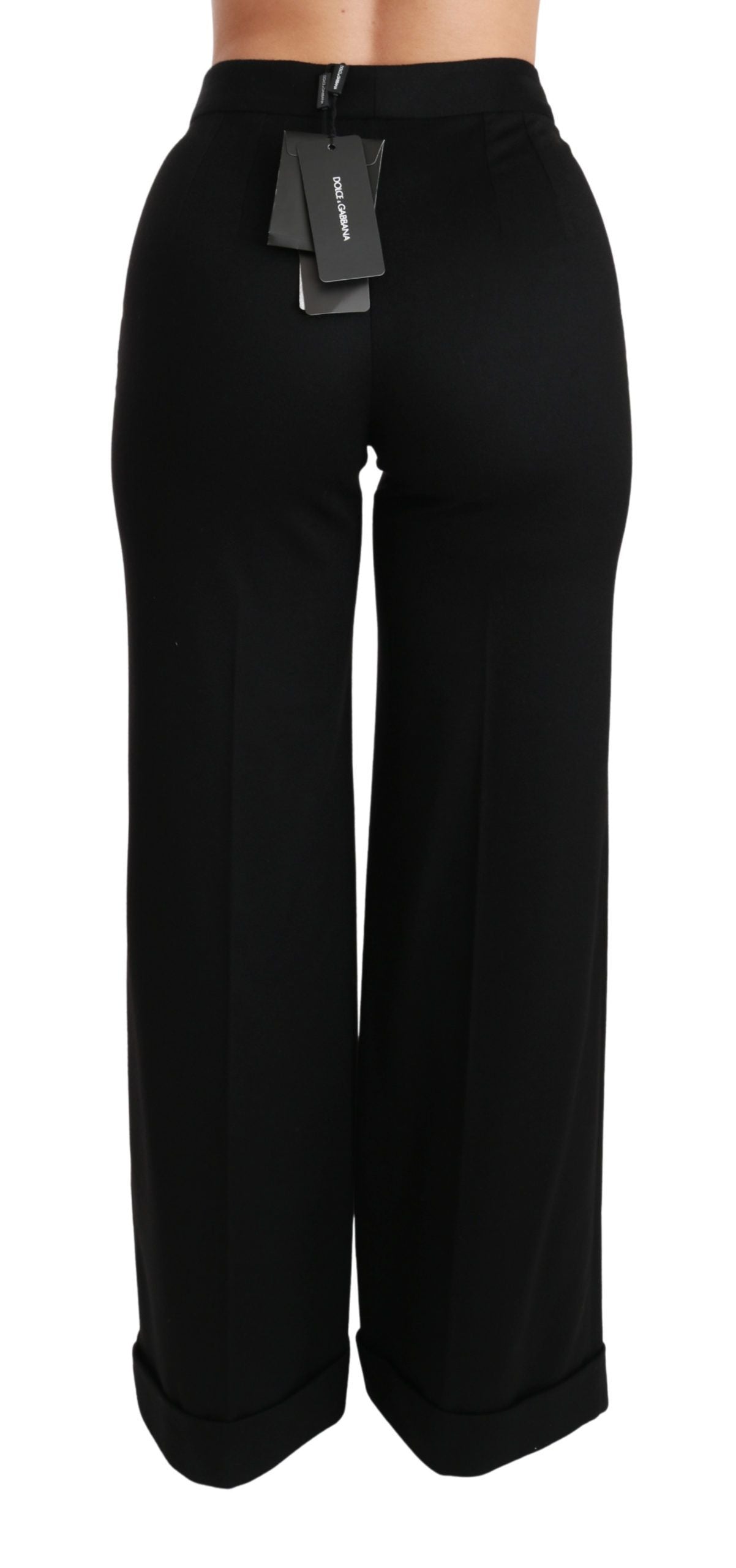 Dolce &amp; Gabbana Pantalon évasé noir en cachemire à jambe large