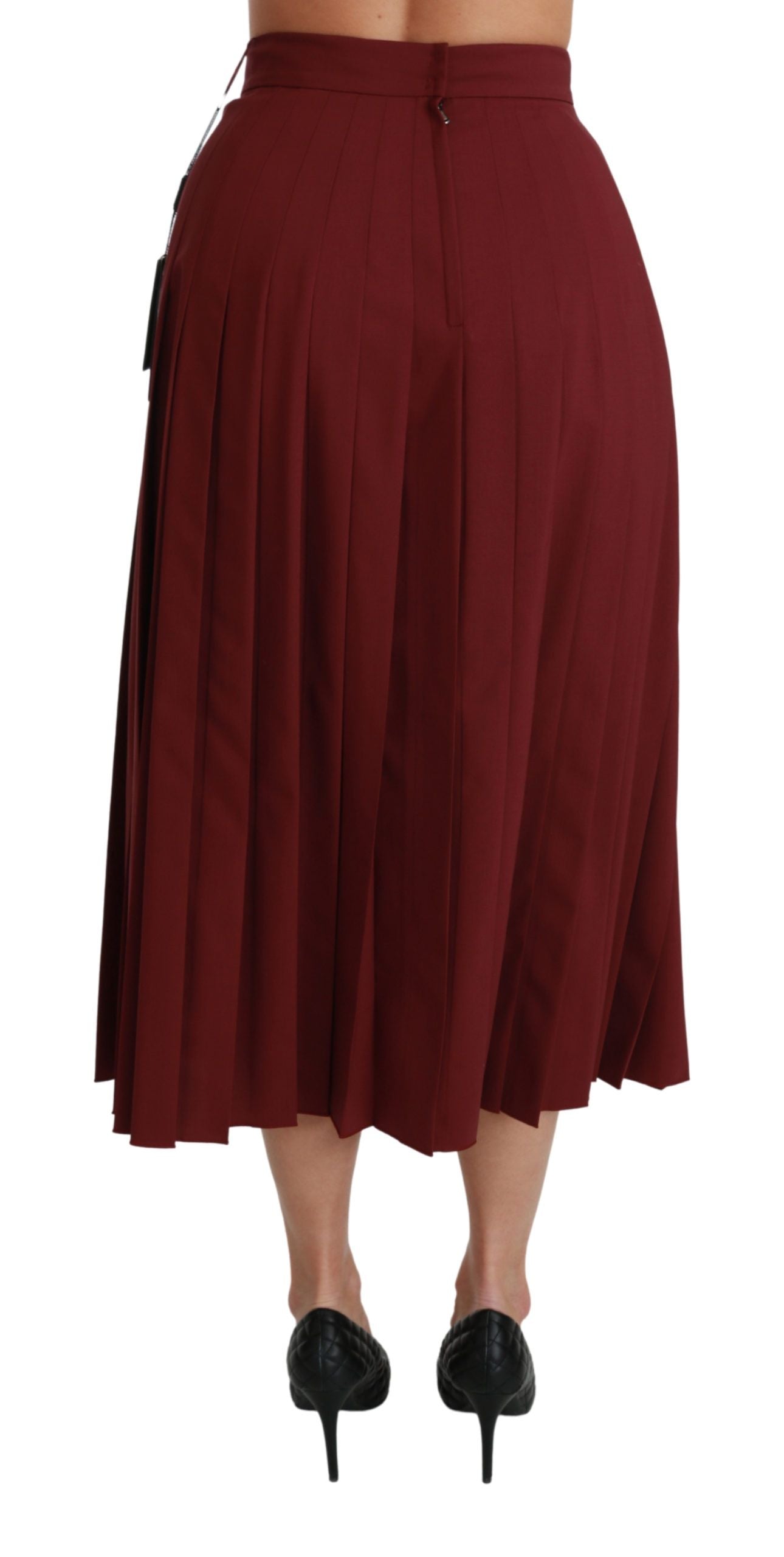 Dolce &amp; Gabbana Jupe longue en laine plissée taille haute rouge