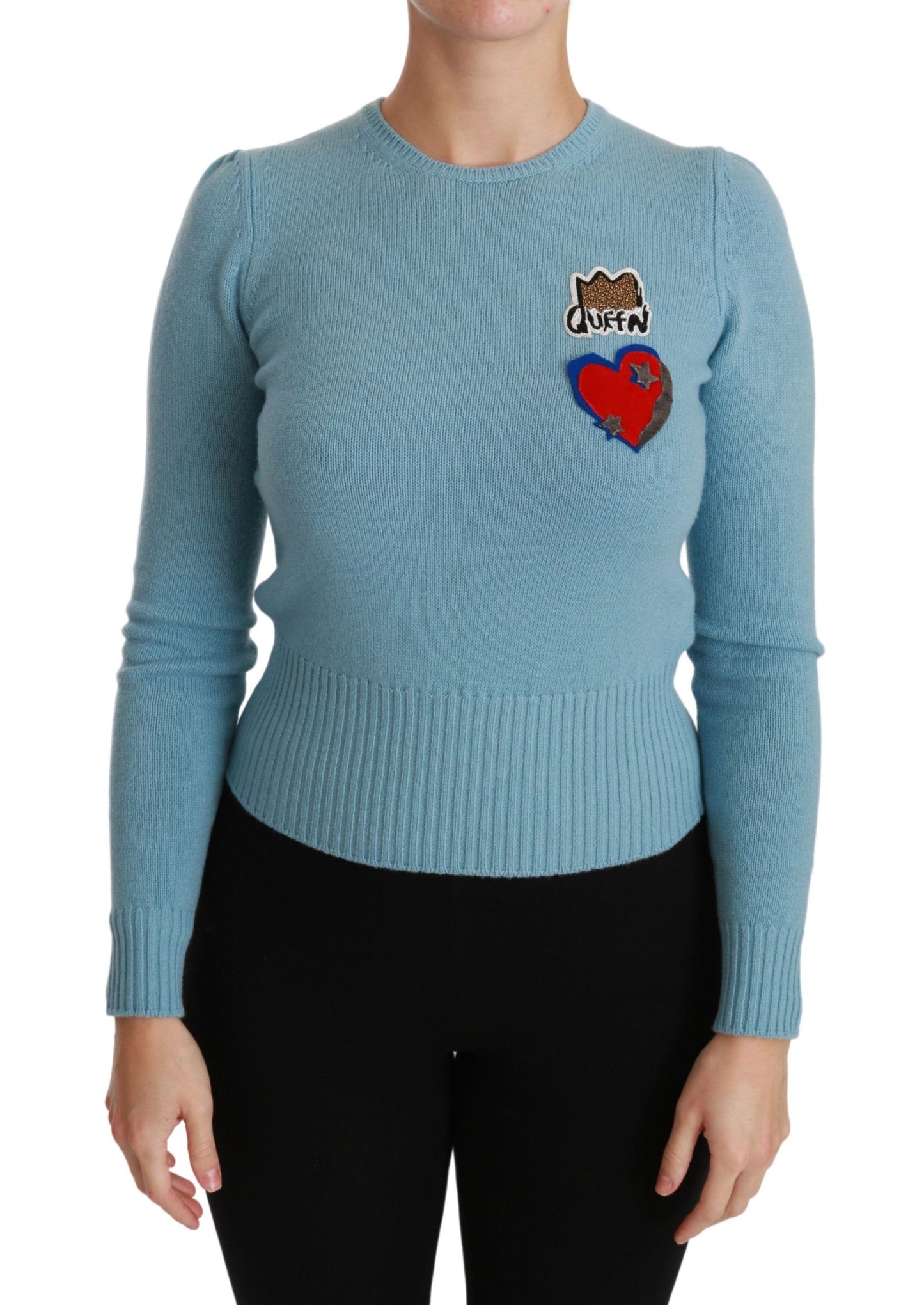 Dolce &amp; Gabbana Blauer Queen-Herz-Pullover aus Wolle